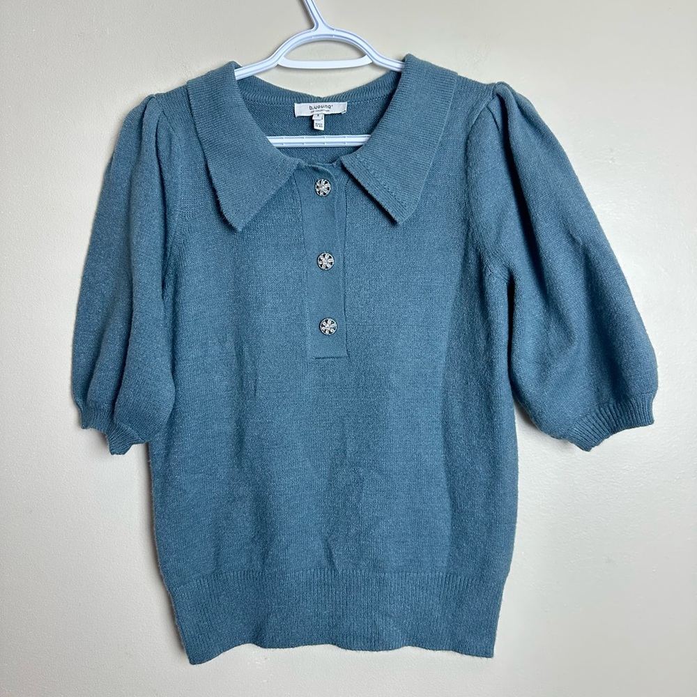 The Collection Size S Textured Knit Sweater in Blue